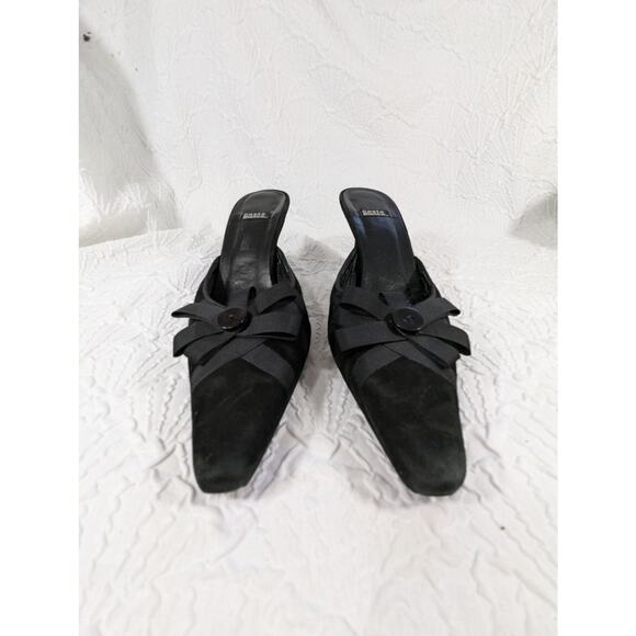 COSTA BLANCA! SUPER UNIQUE BLACK GENUINE SUEDE BOW DETAIL SLIDES, HEELS! SZ 9N - Picture 5 of 10